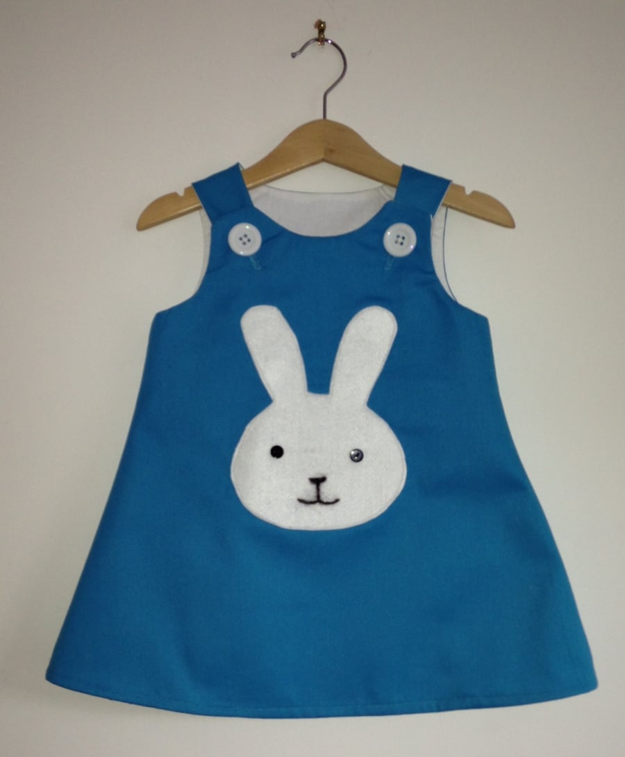 Peter Dress, felt applique pinafore. 6 months to 6 years.