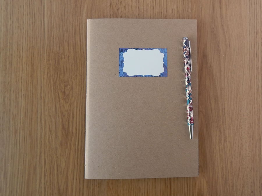 A5 Marbled & Kraft Notebook. Label for personalisation. Made to Order