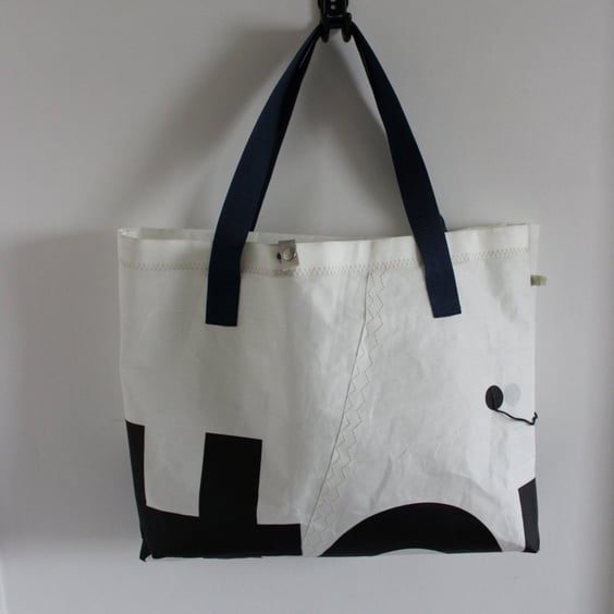 Large White upcycled Sailcloth Tote Bag - Beach Bag - Pool side Shoulder Bag  