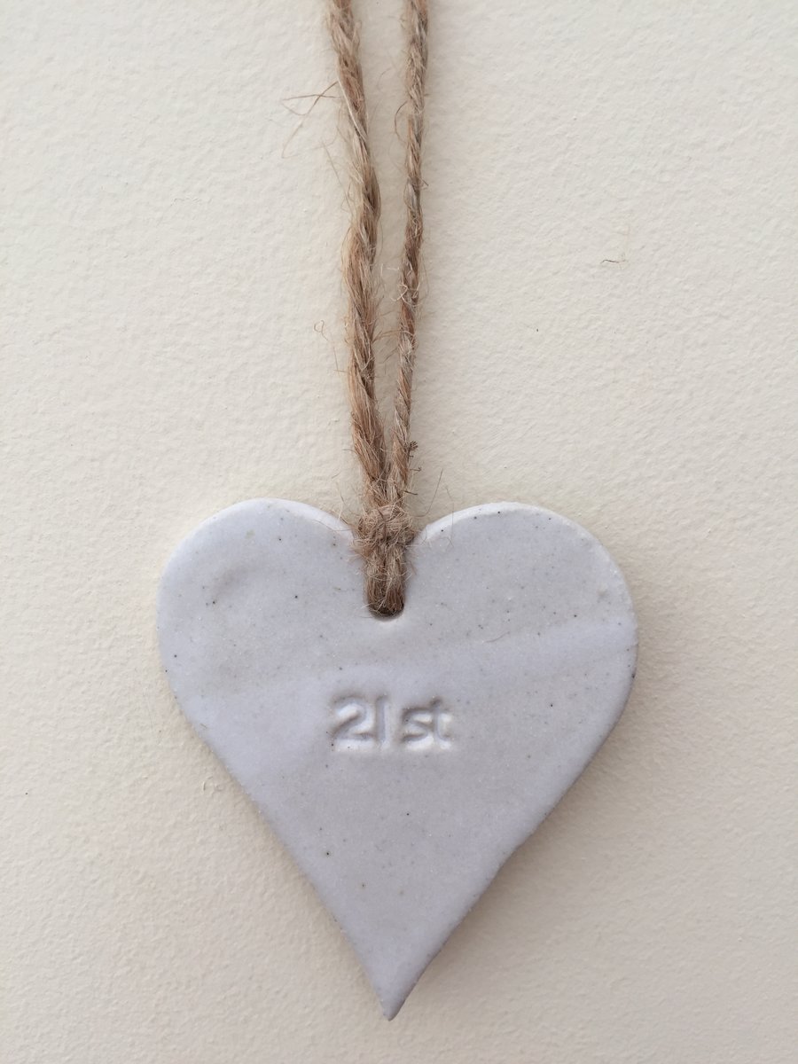 Loveheart hanger, gift idea, handmade pottery, wedding, birthday christmas gift,