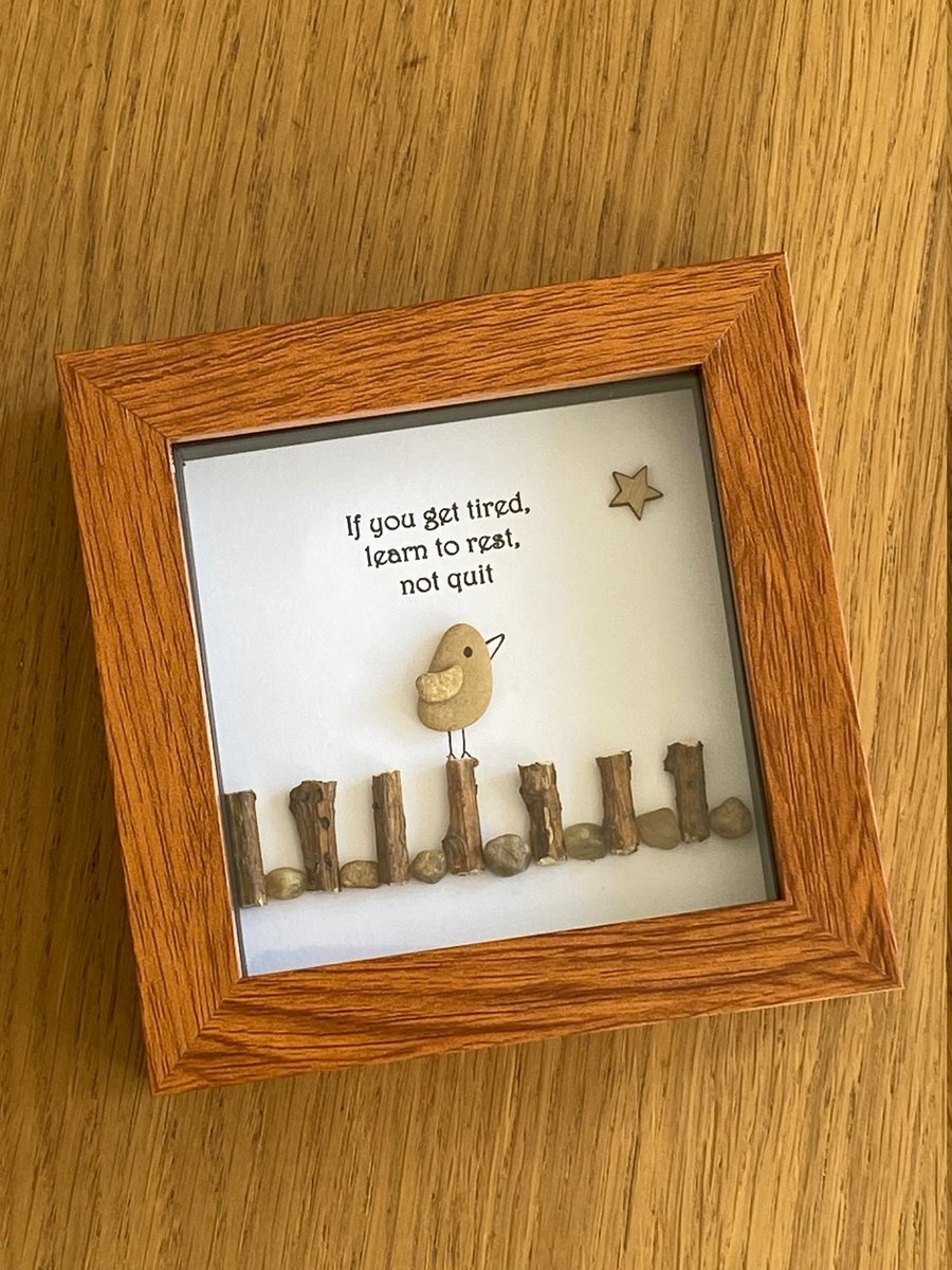 Bird Resting Pebble Frame, Inspirational Gift, Personalised Gift for a Friend, P