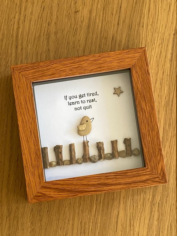 Bird Resting Pebble Frame, Inspirational Gift, Personalised Gift for a Friend, P