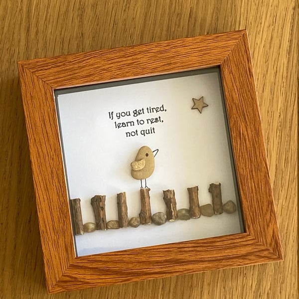 Bird Resting Pebble Frame, Inspirational Gift, Personalised Gift for a Friend, P