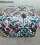 Storage Footstool Emma Shipley Amazon Pink Fabric Pouffe Botanical Birds Green  - Image 2