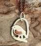 Recycled Silver Copper Robin Pendant Necklace - Image 4