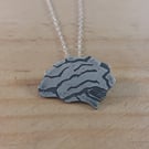 Sterling Silver Anatomical Brain Necklace (SKU060625)