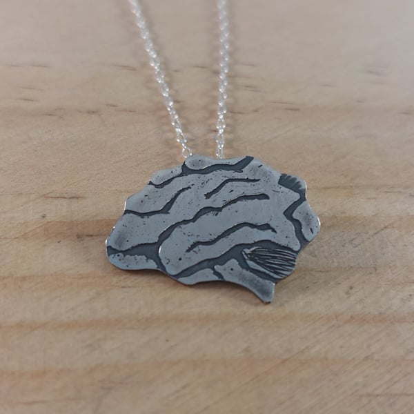 Sterling Silver Anatomical Brain Necklace (SKU060625)