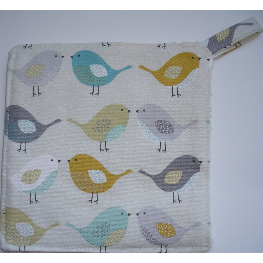 Pot Holder Potholder Kitchen Grab Mat Pad Birds Saffron Duck Egg Grey