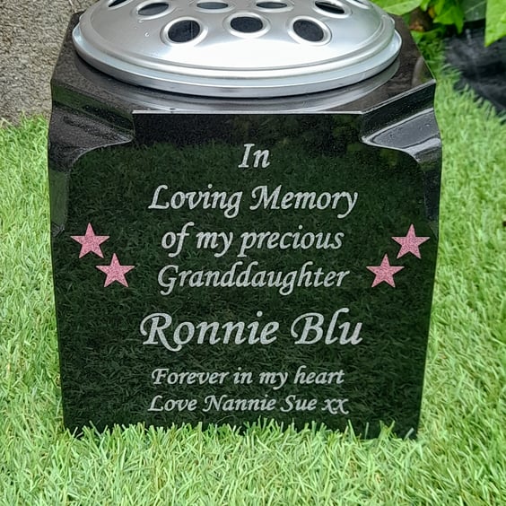 Personalised Baby Grave Marker GraveStone  Grave Rosebowl Cemetery Stone Marker 