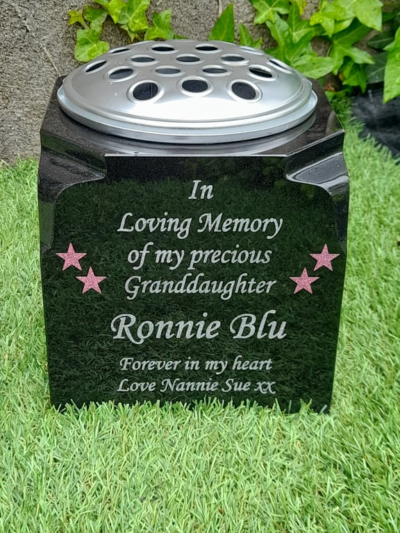 Personalised Baby Grave Marker GraveStone  Grave Rosebowl Cemetery Stone Marker 