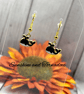 Gold Orca Earrings – Black Enamel Hypoallergenic Handmade Jewellery
