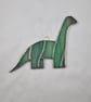 506 Stained Glass Green Diplodocus - handmade hanging decoration.