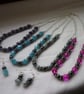 PURPLE, HEMATITE AND SILVER EARRINGS.  998 - Image 5