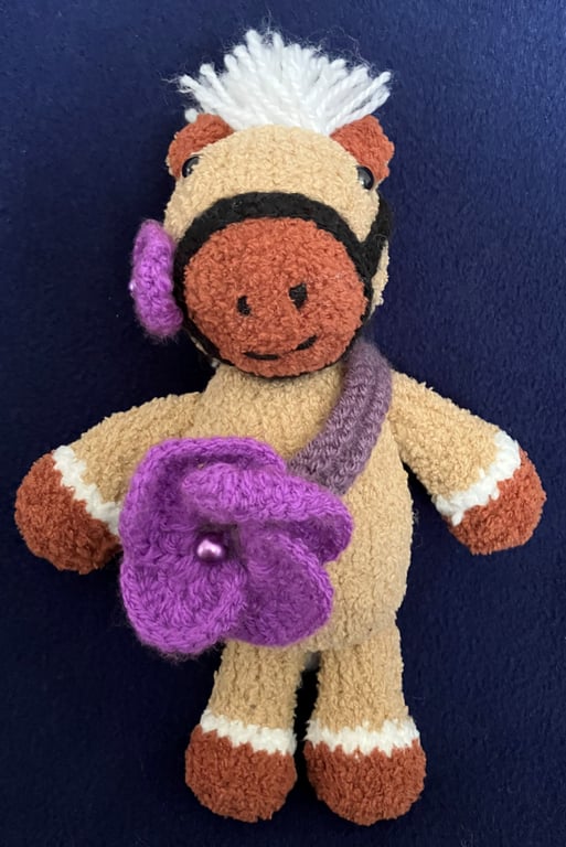Remembrance Purple Poppy knitted Horse