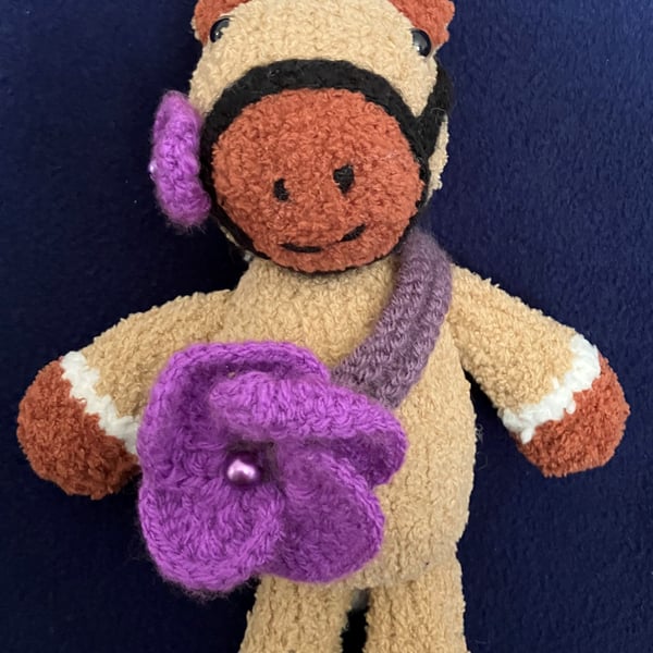 Remembrance Purple Poppy knitted Horse
