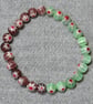 Pale Green and Purple Millefiori Bead Elastic Half and Half Bracelet - Image 1