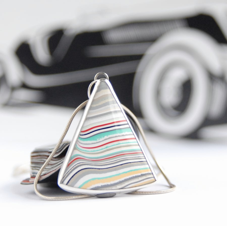 Pastel boatite and silver pendant