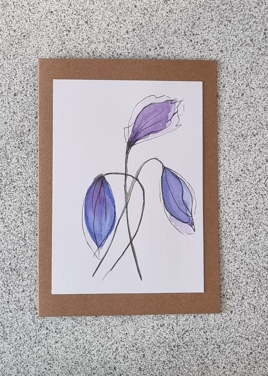 "Twilight Petals" Hand-Painted Watercolour Cards (Set of 3)