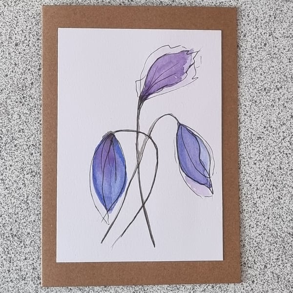 "Twilight Petals" Hand-Painted Watercolour Cards (Set of 3)