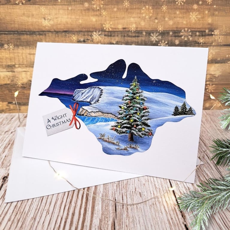 Isle of Wight Christmas Card - Freshwater Bay