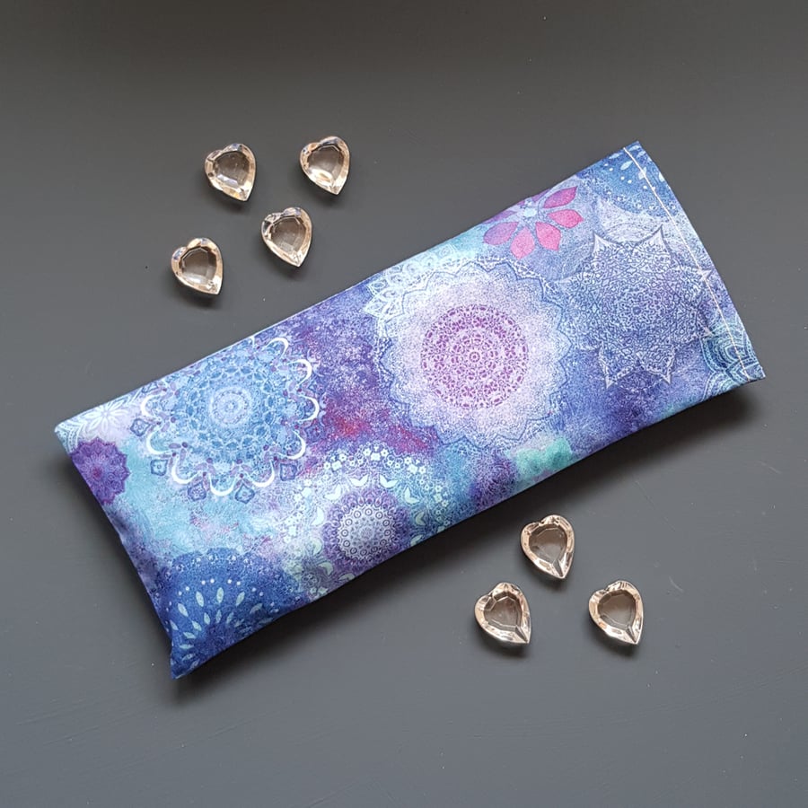 Lavender Flaxseed Eye Pillow - Blue Purple Mandala Cotton Cover