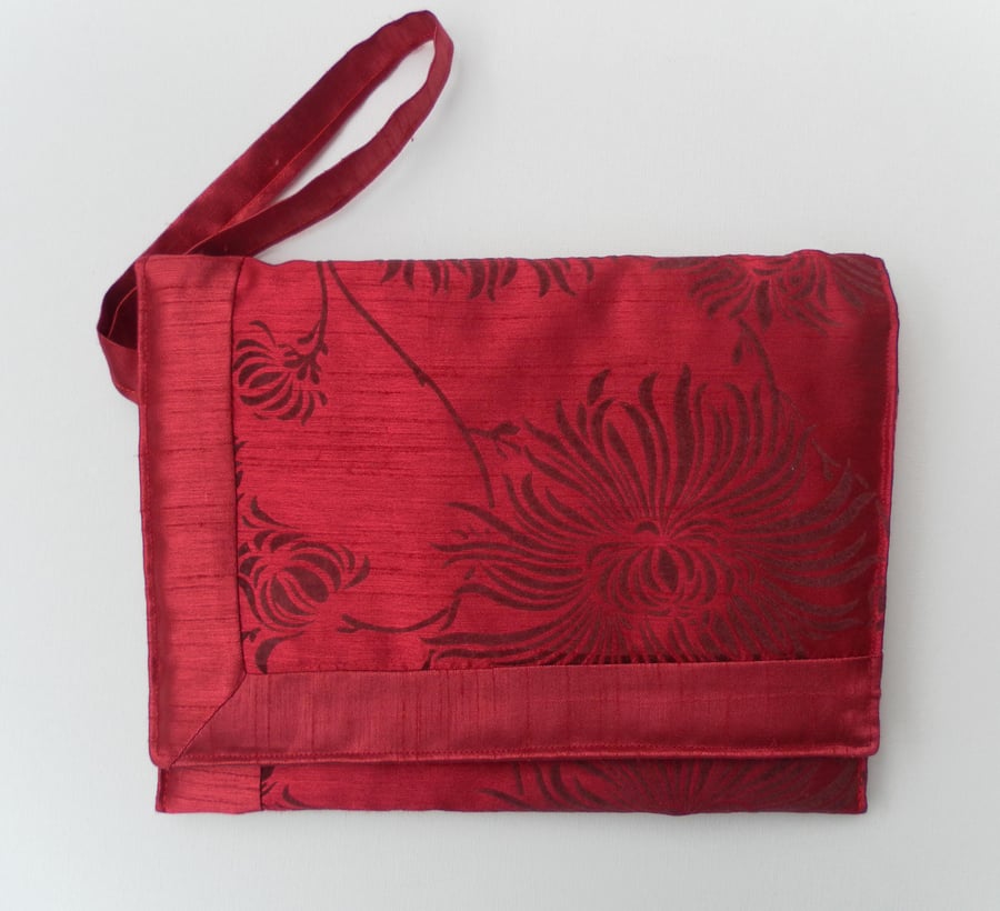  Deep Red Clutch, Wrist Strap