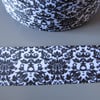 Black and White Damask 2.5cm Grosgrain Ribbon x 1 metre