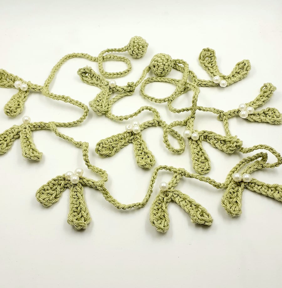 Reserved for Cristina. 9 Crochet Mistletoe Garlands with Glass Bead Berries 