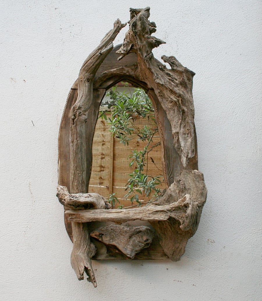 Driftwood Mirror, ,Reclaimed with Drift Wood, Cornwall UK