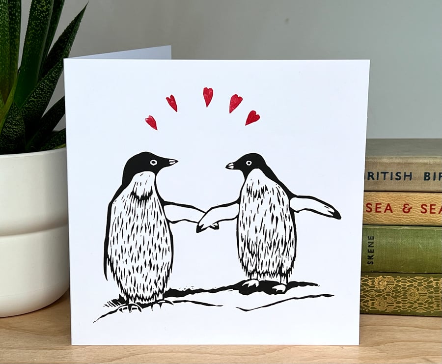 Penguin Lino Printed Card
