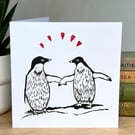 Penguin Lino Printed Card
