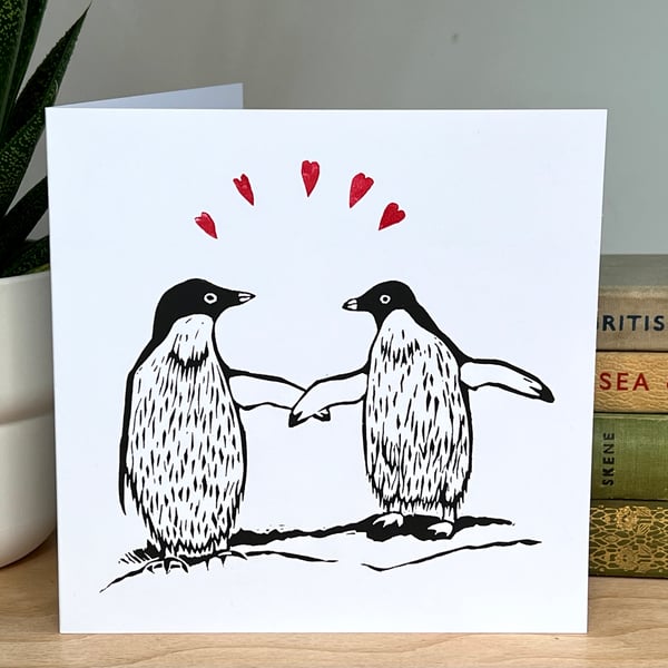 Penguin Lino Printed Card