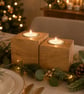 Set of 2 Wooden Tealight Holders - Upcycled Smooth Reclaimed Pallet Blocks - Image 1
