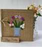 Handmade Birthday Card. Pink and lilac flowers. Keepsake card.