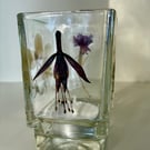 Pressed flower tea light holder