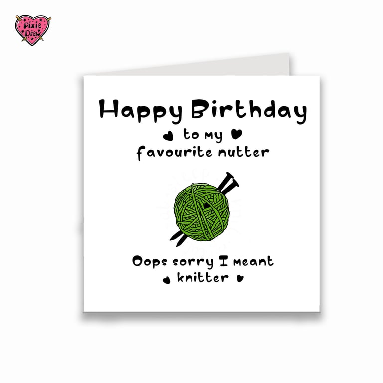 Knitters birthday card with a ball of wool