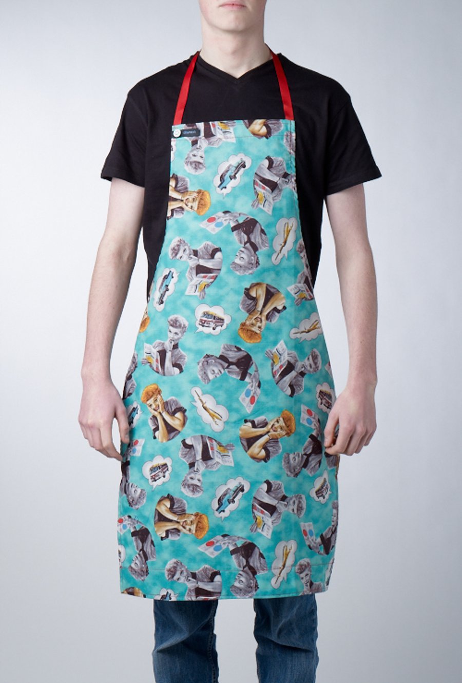 GAYPRON  Aprons in retro pin up I Love Lucy fabric by Alexander Henry