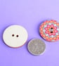 Wooden Mandala Patterned Buttons Orange Turquoise Red 6pk 25mm (M20) - Image 2