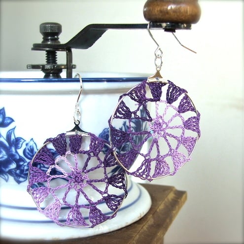 Purple Doily Earrings