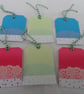 Gift tags set of six in pink, green, blue