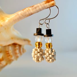 Christmas Snowman Earrings On Silver Wires - Handmade In Devon - Free UK P&P
