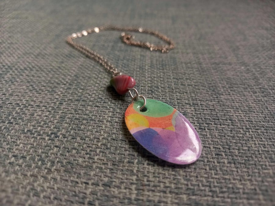 Multicoloured Pastel Oval Necklace
