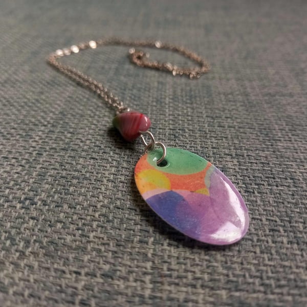 Multicoloured Pastel Oval Necklace