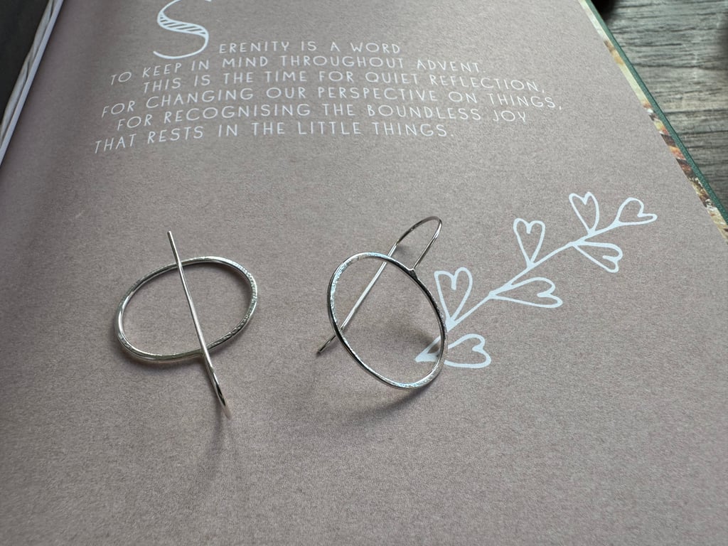 Silver earrings - contemporary oval drop earrings - lightweight 