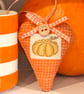 SALE 2026  - PUMPKIN HEART DECORATION - orange pumpkin patch, orange checks