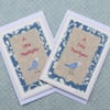 Hand-stitched thank you cards with bluebird of happiness