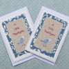 Hand-stitched thank you cards with bluebird of happiness