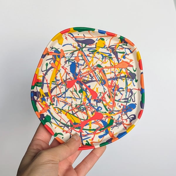 Rainbow Tray Paint Splatter Abstract