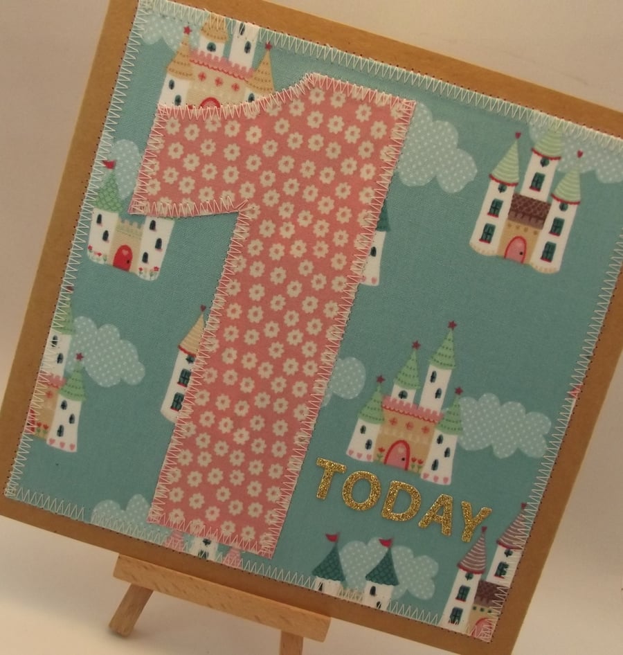 1 Today 1st birthday Childrens Fabric Birthday Card