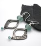 Aqua glass and pewter moon and star earrings - Image 2
